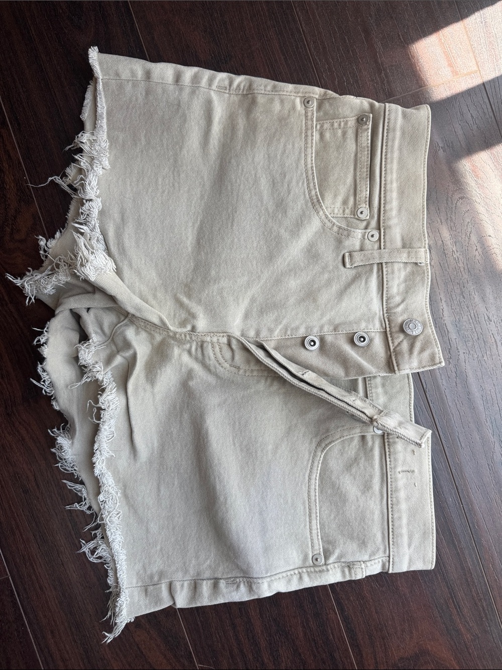 Madewell Beige Frayed Hem Denim Shorts